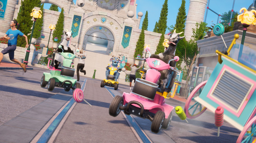 Скриншоты Goat Simulator 3&amp;nbsp;— Ticket to&amp;nbsp;Dizzyworld со&amp;nbsp;страницы в&amp;nbsp;Steam.